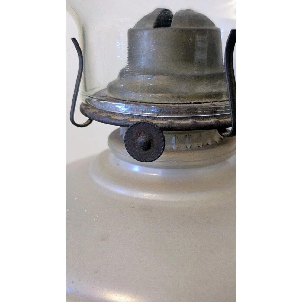Vintage Red Frosted Glass Kerosene Oil Lamp Cold Painted Floral with Chimney 18
